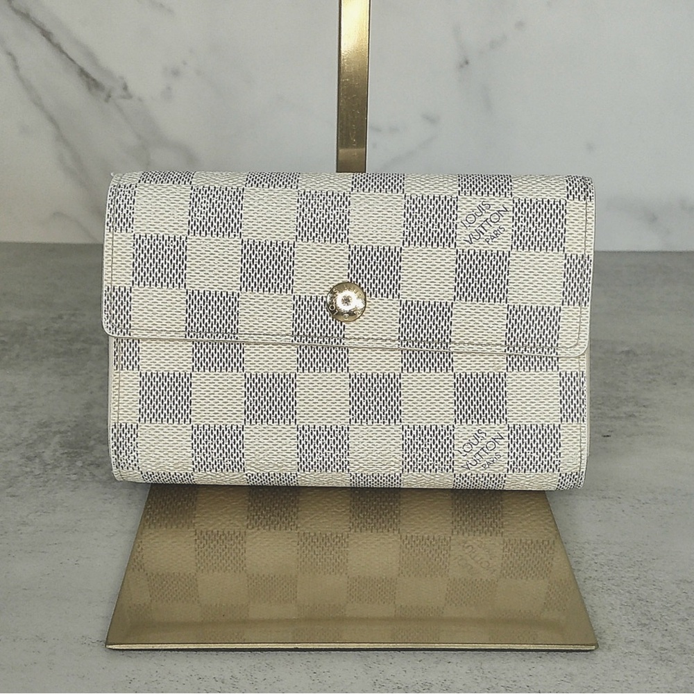 Louis Vuitton LV Damier Azur Alexandra Compact Trifold Wallet w/ COA